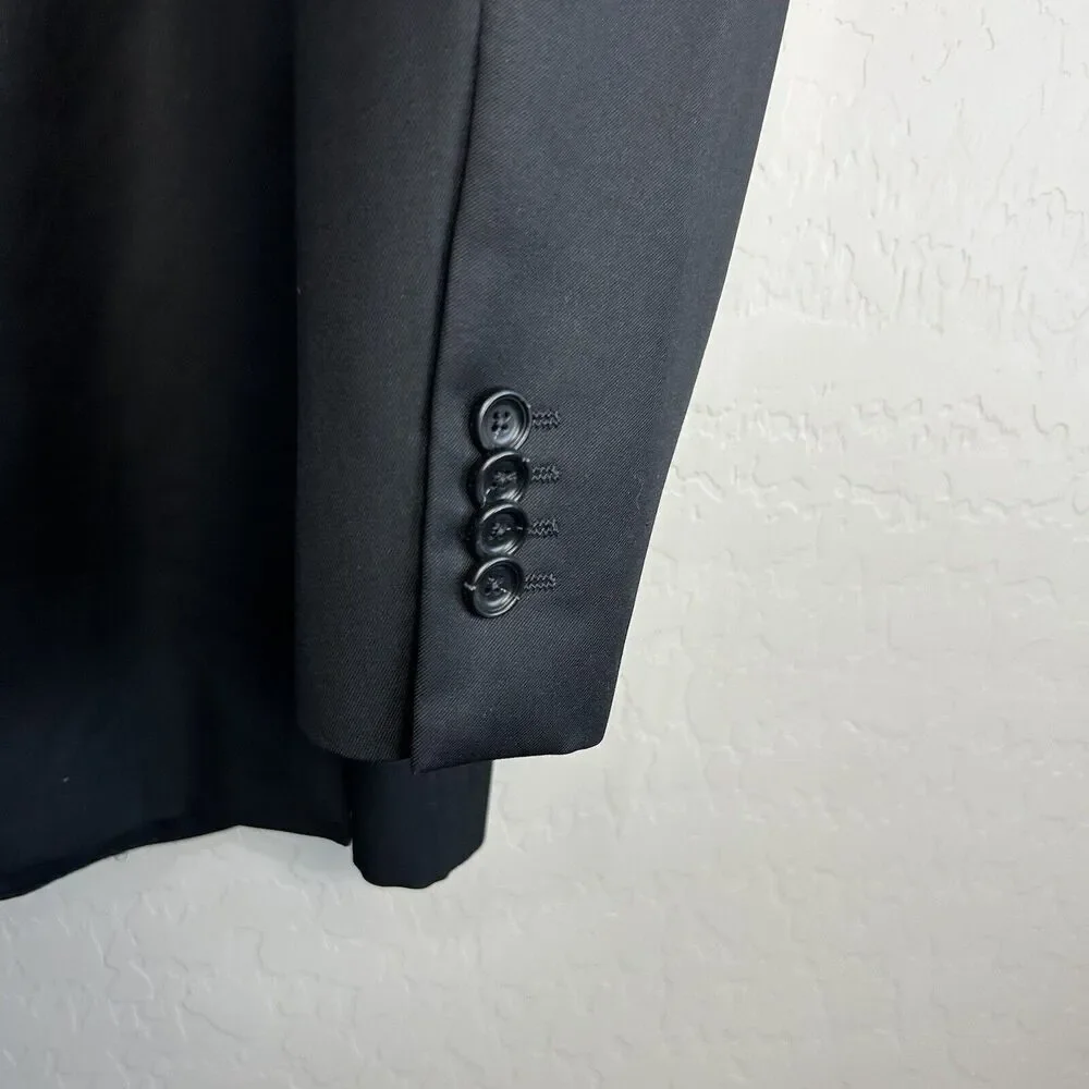 Z Zegna Black Wool Mohair Blazer Mens IT 54L / US 44 Long sport Coat Ermenegildo